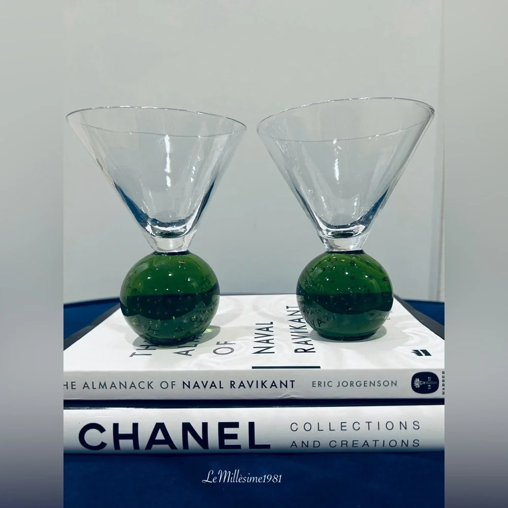 🛑SOLD🛑Vtg Regency Mid-Century Martini Glass With Bubble Ball Base Set of 2 - Picture 1 of 3